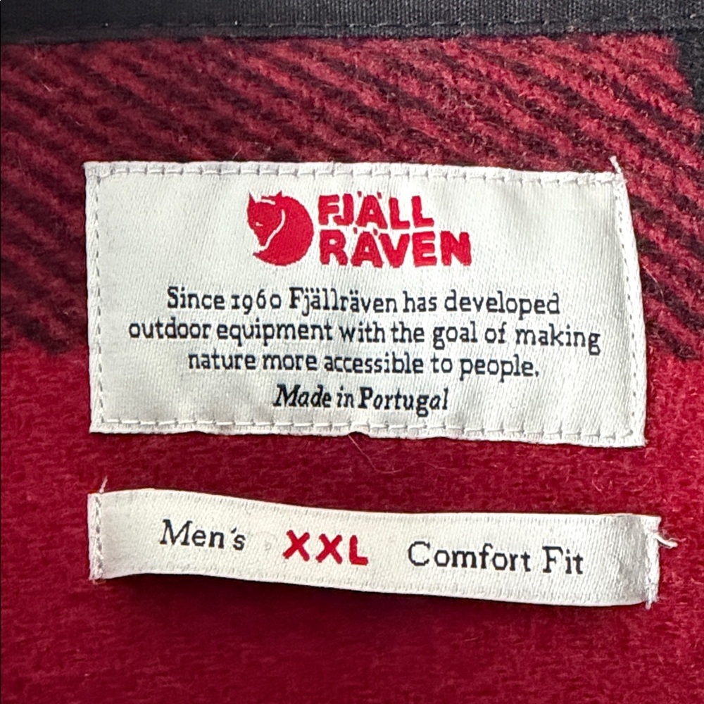 Fjallraven Red & Black Canada Mens XXL Shirt Jacket Comfort Fit Wool Blend - Picture 2 of 11